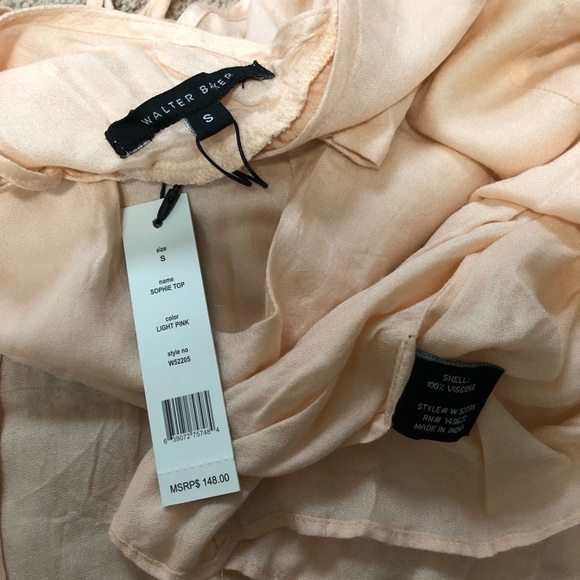 Walter Baker Sophie Bell Sleeve Boho Peasant Long Sleeve Flowy Blouse Light Pink - Picture 6 of 8